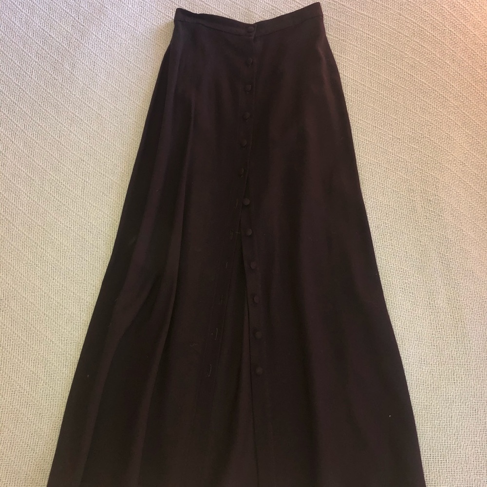 Eileen Fisher brown 100% wool maxi button up skirt